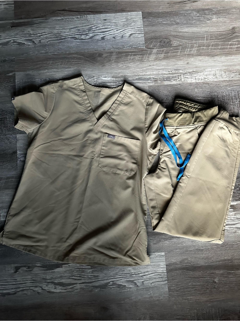 Figs sandstone Zamora jogger scrubs & Catarina one pocket scrub top